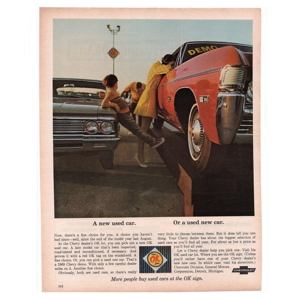 Chevrolet OK Used Car / Pepperidge Farm Magazine Advertisement 1969 Vintage